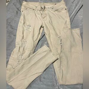 7 For All Mankind trashed low rise greige jeans size 28